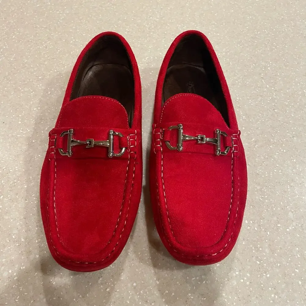 David Stone Loafers Men's Size 8 Slip On Red ‎ Driver Casual Shoes
